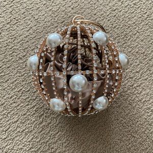 Pearl and rhinestone round bag